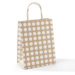 GSSUSA 8×4.75×10 50 Pcs Kraft Paper Bags Shopping Bags Grocery Mechandise Paper Gift Bags (Brown with White Dot)