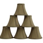 Set of 6 Golden Taupe Chandelier Shade, 6-inch Bottom Diameter, 5-inch Height, Faux Silk, Bell Shape, Clip on