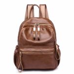 Qyoubi Women’s Small Brown Leather Fashion Backpack Purse School Girls Multipurpose Waterproof Casual Travel Daypack