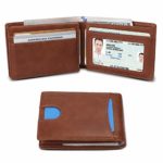 Vemingo Mens Wallet with ID Window | RFID Blocking Credit Card Holder Slim Front Pocket Leather Wallet for Men, Brown