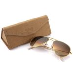 Premium Aviator Sunglasses for Men Women,Flash Mirror Lens UV400 Sunglasses Eyewear with Sun Glasses Case (Brown Lens/Gold Frame, 62)