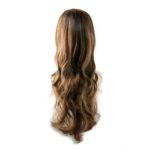NEWYEARN BEAUTY 28 Inch Light Brown Long Curly Wavy Wigs Heat Resistant Fiber Glueless Large Part Space Lace Hairpiece Hair For Girls And Women