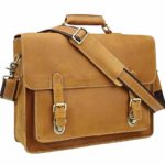 Polare Men’s Full Grain Leather Laptop Briefcase Messenger Bag Vintage Travel Case