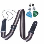 LOHANU Ukulele Strap + 2 Buttons + 2 Picks + Brown & Black + 2 Strap Pins Not Just 1 Peg Helps You Hold Easily + Simple Adjustable Length + Comfortable on Neck + Easy Install Manual +Sop Concert Tenor