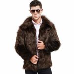 Zicac Men’s Faux Fur Coat Winter Warm Fur Jacket Luxury Long Sleeve Overcoat Outerwear Parka(Coffee, US S/Asia Tag XL)