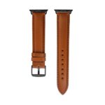 IVAPPON 38mm Extra Long Light Brown Genuine Leather Watch Band Replacement for Apple Watch 85x125mm Gun Black Adapter and Buckle