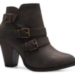OLIVIA K Women’s Classic Stacked Wood Heel with Side Zipper Enclosure – Adjustable Ankle Straps with Buckle