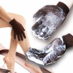 Home Spa HEAVY Exfoliating Hydro Full body scrub gloves – Show & Bath accessories – Deep clean Dead skin and Improves blood circultion (1 pair Jacquard, Brown)