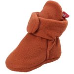 Vanbuy Baby Fleece Booties Newborn Infant Toddler Slippers Crib Shoes Warm Boots with Anti Slip Bottom WB39-Light Brown-L
