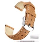Ritche Light Brown 22mm Leather Straps Replacement Wrist Watch Bands for Seiko Man