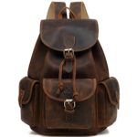 Kenox 16″ Genuine Leather Laptop Backpack Vintage College School Bookbag (Brown)