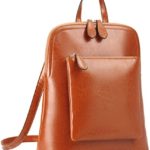 Heshe Women’s Vintage Leather Backpack Casual Daypack for Ladies and Girls (Brown-R-S)