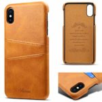 Compatible iPhone XS Wallet Case,iPhone X Card Holder Case, Diaxbest Slim Leather Case with Credit Card Holder Slots Pocket Protective Case Cover for iPhone XS (2018)/iPhone X (2017) 5.8″ -Light Brown