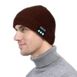 Bluetooth Beanie with Headphone Wireless Music Hat Cap, Unisex Music Cap USB Charging for Sports Running Walking Ski Camping Bike Gifts,Brown