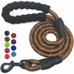 MHS Pet 5 FT Heavy Duty Strong Dog Training Walking Leash with Comfortable Soft Padded Handle and Highly Reflective Threads for Medium and Large Dogs (Brown, No Buffer)