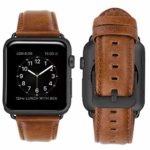 Compatible iWatch Band 42mm (44mm) Series 1 2 3 4,MroTech Compatible for iWatch Band Strap Genuine Leather Replacement Watchband Black Adapters for iWatch Sport Edition Nike+ (Brown, 42 mm/ 44mm