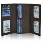 RFID Leather Checkbook Wallets for Women -Credit Card Slots Clutch Womens Coin Purse with ID Window Estalon (Brown Pebble, 7.6X4X0.8)