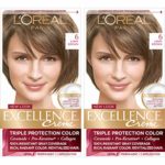 L’Oreal Paris Excellence Creme Permanent Hair Color, 6 Light Brown (Pack of 2)
