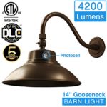 14in. Brown LED Gooseneck Barn Light 42W 4200lm Warmlight LED Fixture for Indoor/Outdoor Use – Photocell Included – Swivel Head,Energy Star Rated – ETL Listed – Sign Lighting – 3000K Warmlight 1pk