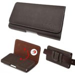 Samsung Galaxy Note 8 / Note 9 / S8 Plus / S9 Plus / S10 Plus~Extra Large Brown Suede Leather Pouch Case With Magnetic Flap Belt Loop Holster (Fits Phone With Dual Layer Case Protective Skin Cover On)