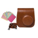 Anntic lovely Instax Mini 8/ 8+/ 9 Case PU Leather for Fujifilm Instax Mini 9 / Mini 8 / Mini 8+ Instant Film Camera with Strap and 20 PCS Stickers – Brown
