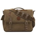 MOSISO Canvas Messenger Bag (up to 15.6 Inch) with Handle and Various Pockets Compatible Laptop, Notebook, MacBook, Ultrabook and Chromebook Computers, Vintage Brown