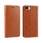 iPhone 7 Plus/iPhone 8 Plus Wallet Case Cavor Genuine Leather Case [Wallet Function] Flip Stand Bookstyle Cover Card Slot Apple iPhone 7 /iPhone 8 Plus (Light Brown)- 5.5 Inch