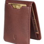Luxe Leather Bifold Slim Minimalist Wallet for Men – New & Secured RFID Blocking Card Sleeve Front Pocket Wallet (Texas Brown)