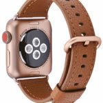 JSGJMY Compatible for Iwatch Band 38mm 40mm S/M Women Genuine Leather Loop Replacement Strap Compatible for iWatch Series 4 (40mm) Series 3 2 1 (38mm),Light Brown with Series 4/3 Gold Clasp