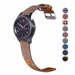 DELELE for Samsung Gear S3 / Galaxy Watch 46mm Band, 22mm Colorful Fabric Canvas Leather Nylon Replacement Strap for Samsung Gear S3 Frontier/Classic / Galaxy Watch 46mm Women Men (Brown)