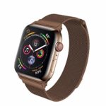 HILIMNY Compatible for Apple Watch Band 38mm 40mm 42mm 44mm, Stainless Steel Mesh Milanese Sport Wristband Loop with Adjustable Magnet Clasp for iWatch Series 1/2/3/4,Brown