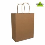 8x4x10″ – 100 Pcs – Kraft Paper Shopping Bags, Paper Bags with Handles, Gift Bags, Brown Bags Bulk