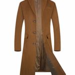 Men’s Trench Coat Wool Blend French Long Jacket Business Top Coat Single Breasted 1801 Camel XL