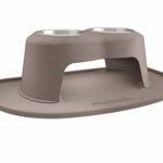PetComfort Double High Feeding System with XL Mat (8″ Stand, Light Brown)