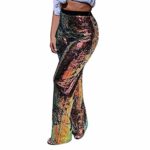 HUAMIN Womens Fashion Sequin Pants Embroidery Nightclub Party Sparkle Pants Wind Straight Trousers with Lining (XL, Multicolour)