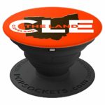 Cleveland Gift with CLE The Land Orange and Brown Design – PopSockets Grip and Stand for Phones and Tablets