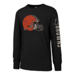 NFL Cleveland Browns Men’s OTS Slub Long Sleeve Team Name Distressed Tee, Jet Black, Large