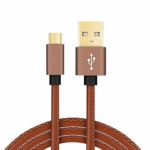 Micro USB Cable Android USB 2.0 High Speed Data Sync PU Leather Charger Charging Cable Fast Charging Cable Compatible with Smart Phone Tablet -Color : Brown