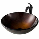 Kraus C-GV-580-12mm-1200ORB Arlo & Glass Bathroom Sink and Faucet Brown Sink & Oil Rubbed Bronze