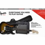 Squier by Fender Affinity Stratocaster Beginner Pack, Laurel Fingerboard, Brown Sunburst, with Gig Bag, Amp, Strap, Cable, Picks, and Fender Play