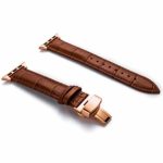 Compatible with Apple Watch Band 38mm 42mm, Genuine Leather Watch Strap for Apple Watch Band Series 4 Series 3 Series 2 Series 1, Sport/Edition Women Men (Light Brown/Rose Gold Clasp, 42mm/44mm)