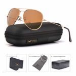 LUENX Womens Mens Aviator Sunglasses Polarized Brown Amber Lenses Gold Metal Frame UV400 Protection Classic Style