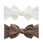 Baby Bling Bow 2 Pack: Touchdown Football and Classic Knot Girls Baby Headbands – MADE IN USA