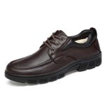 Hilotu Classic Shoes for Men’s Fashion Oxford Casual Soft Aseismatic Light Belt Outsole Formal Shoes(Warm Velvet Optional) (Color : Warm Brown, Size : 10.5 D(M) US)