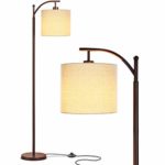 Brightech Montage – Bedroom & Living Room LED Floor Lamp – Standing Industrial Arc Light with Hanging Lamp Shade – Tall Pole Uplight for Office – with LED Bulb – Bronze