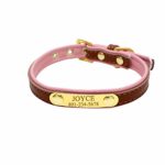 Smartyou Personalized Dog Collar, Size XS is Available for Cat Collar Personalized Engraved Name and Phone Number with Pink/Purple/Red/Black Floral Print (XS/S/M/L, Pink Brown)