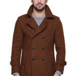 Match Mens Wool Blend Classic Pea Coat Winter Coats (010 Brown, Medium)