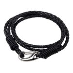 4EAELove Genuine Leather Bracelet Braided Wrap Bangle Vintage 4-Strand Stainless Steel Lobster Clasp Durable Handmade