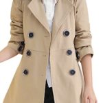 JiaYou Girl Child Kid Lapel Double Breasted Outwear Pea Trench Coat(Brown,height 55-59Inches)