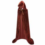 Ourlove Fashion Unisex Full Length Hooded Robe Cloak Long Velvet Cape Cosplay Costume 59″ (Brown)